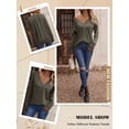 thumbnail image 7 of NFTOEIULA Women V Neck Long Sleeve Buttons At Cuff Top, 7 of 7