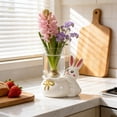 thumbnail image 7 of Meggemo Easter Bunny Floral Arrangement Centerpiece with Faux Flowers Decorative Table Display for Spring Holiday Home, 7 of 7