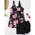 thumbnail image 4 of Innerwin Women Swimwear High Waist Swimsuit Floral Print Bathing Suit Sleeveless Ladies Ruched Spaghetti Strap Pink flower L, 4 of 4