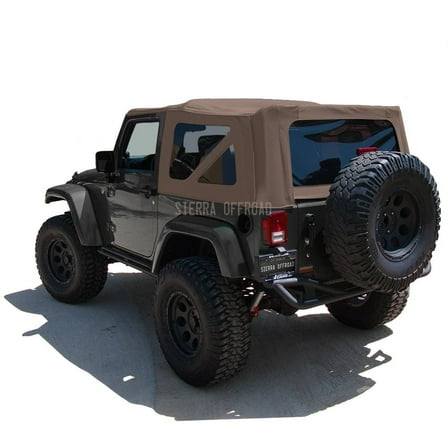 Sierra Offroad Soft Top for 2010 to 2018 Jeep Wrangler JK - Saddle, Sailcloth Vinyl - 2 Door Jeep Soft Top with Rear Plastic Tinted Windows - Factory Precision Fit Replacement - No Upper Door Skins