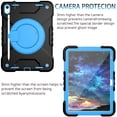 thumbnail image 2 of SaniMore for iPad 10th Generation 10.9" 2022 Case Built-in Pencil Holder, Multi-Functional Cover Support Shoulder & Handle Strap & Kickstand Military Shockproof Protective Shell, Black/Blue, 2 of 8