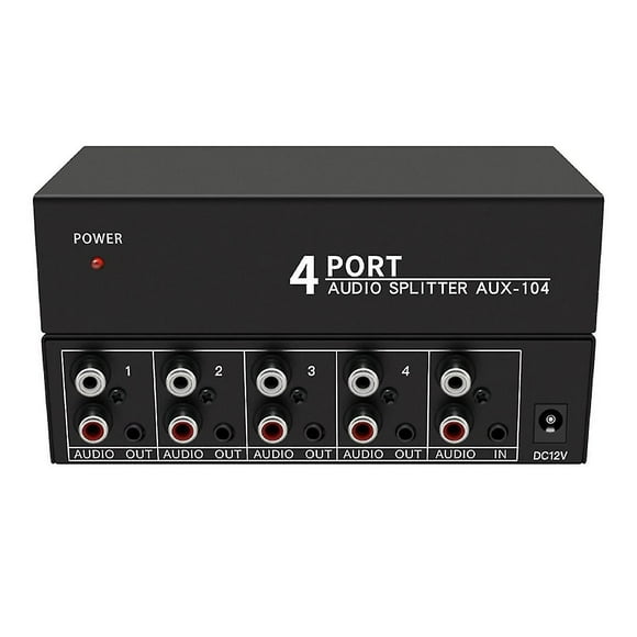 Audio Splitter 1 In 4 Out Rca L/r Aux Stereo Audio Splitter 1x4 Audio Distributor For Pc Dvd Speake