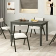 thumbnail image 4 of Gymax 48'' Wooden Dining Table for 4 People w/ Rubber Wood Legs Rectangular Table Gray, 4 of 10