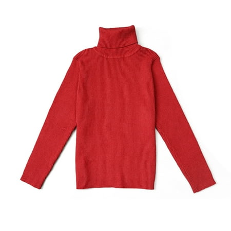 

Toddler Girls Boys Cotton Turtleneck Sweater Blouse Kids Long Sleeve Solid Pullover Tops 1-7T