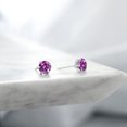 thumbnail image 4 of Gem Stone King Platinum Stud Earrings for Women Men Set with 6mm Round Fancy Purple Zirconia, 4 of 6
