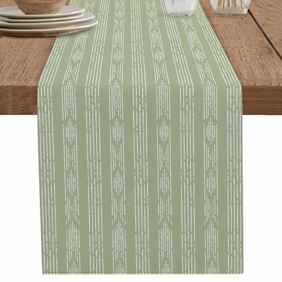 nqOlkjepod Sage Green Striped Table Runner 72 Inches Long Farmhouse Dress Scarves, Modern Abstract Art Geometric Stripes Dining Tablerunner for Coffee Table/Kitchen Island/Party Décor, 13" x 72"