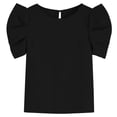 thumbnail image 4 of TODOZO Hot Sale!! Women's Round Neck Short Puff Sleeve Solid Slim Fit T Shirt Blouse Black Xxl, 4 of 4
