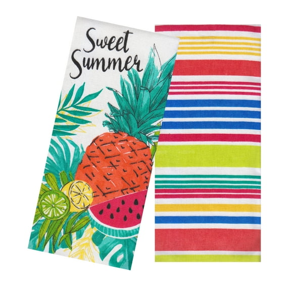 Mainstream Sweet Summer 2 Piece Kitchen Towels Multi-Color Dual Sided Dishtowels