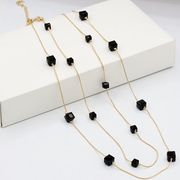 Collar largo de cristal versátil coreano Cadena de suéter de moda coreana Tendencia de joyería