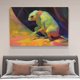 thumbnail image 4 of Una criatura parecida a un ratón adornada en amarillo y verde, se sienta serenamente frente a un fondo vívido de tonos púrpura, naranja y azul. Póster de lienzo para decoración de dormitorio, paisaje, 4 of 8