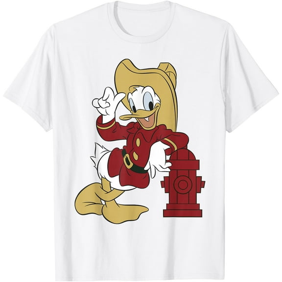 Donald Duck Firefighter Outfit DTG Print Unisex T-Shirt