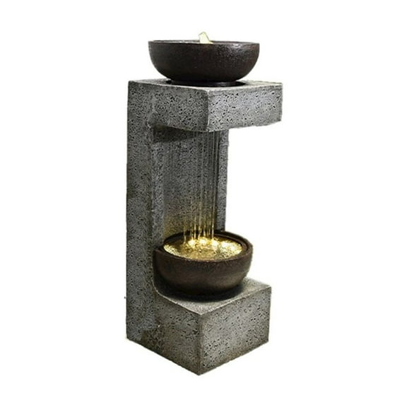 Hi-Line Gift Ltd. 34" H Rainfall Fountain with Bowl On Top with LEDS