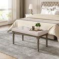 thumbnail image 4 of Upholstered Bench,50 Inch Wide Traditional Rectangle Tufted Ottoman Bench,Wood Legs Bedroom Bench, French Vintage Tufted Bench, for Hallway, Living Room, Dining Room, Foyer, Piano Room, 4 of 9