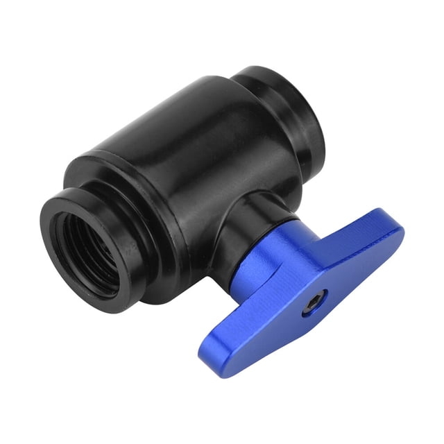 Robinet à Boisseau Sphérique Noir à Filetage Interne G1/4 pour Système de Refroidissement par Eau Informatique (Poignée Bleue)