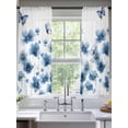 thumbnail image 2 of Navy Blue Floral Sheer Curtains 63 Inch Length 2 Panels Set Window Treatments, Spring Flowers Butterflies Watercolor Rod Pocket Semi Curtains for Living Room/Bedroom/Kitchen Décor, 104"W x 63"L, 2 of 7