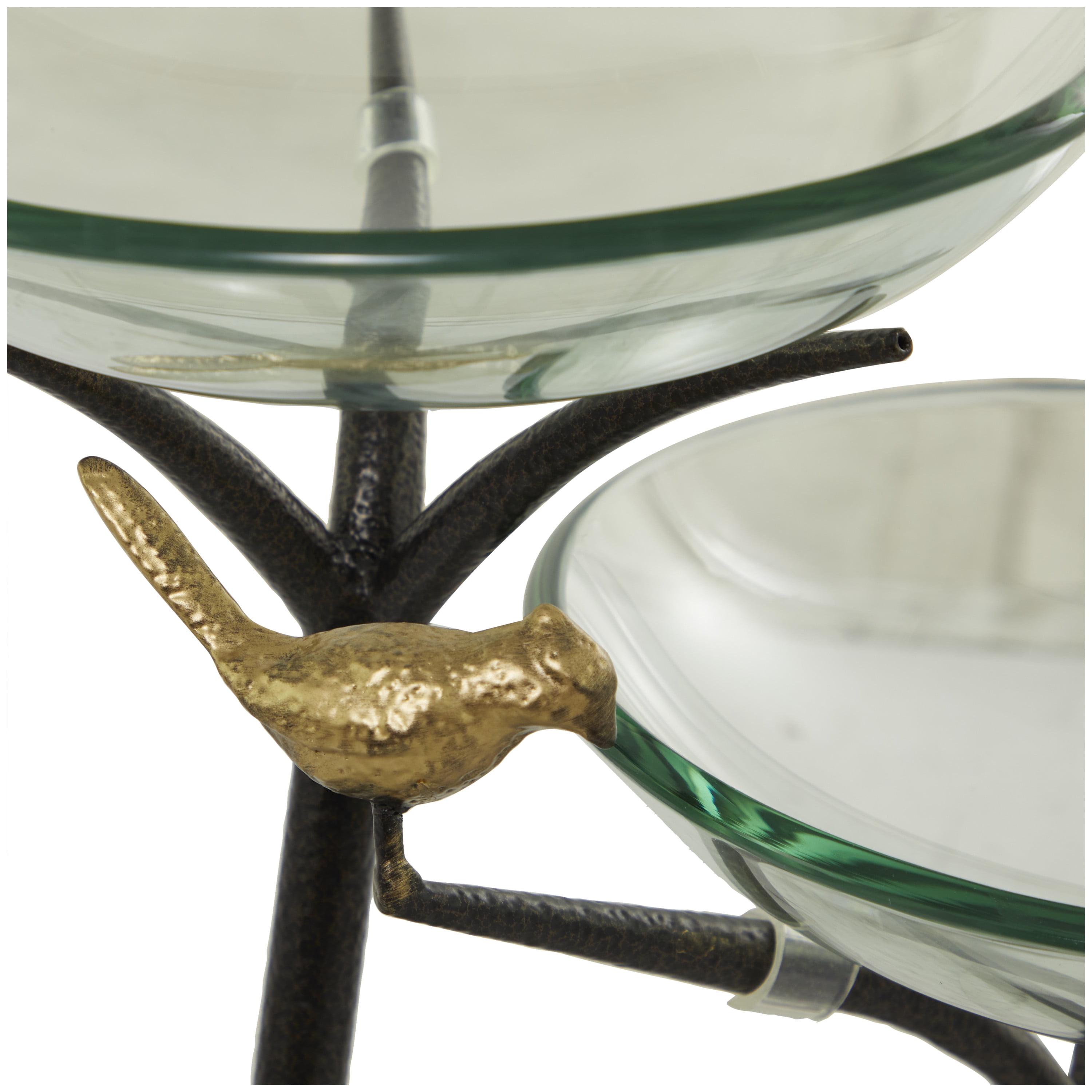 DecMode 20" x 14" Clear Glass Kitchen 3 Tiered Serving Bowl with Black Metal Branch Stand, 1-Piece