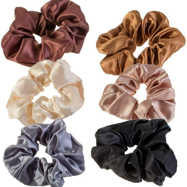 Cintas para el cabello, 6 colores, elásticas, coleta, más suaves que las cintas para el cabello y bridas para cables normales, las cintas para el cabello de satén no se tiran ni se enredan