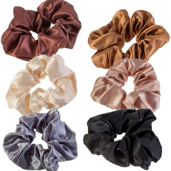 Fashionable Hair Tie, Durable Material, Suitable For All Occasions, Strong Elastic, Medium-Sized Scrunchies, Gift Choice, Solid Color, Satin Silk Scrunchies For Women And Girls (6 Pieces)