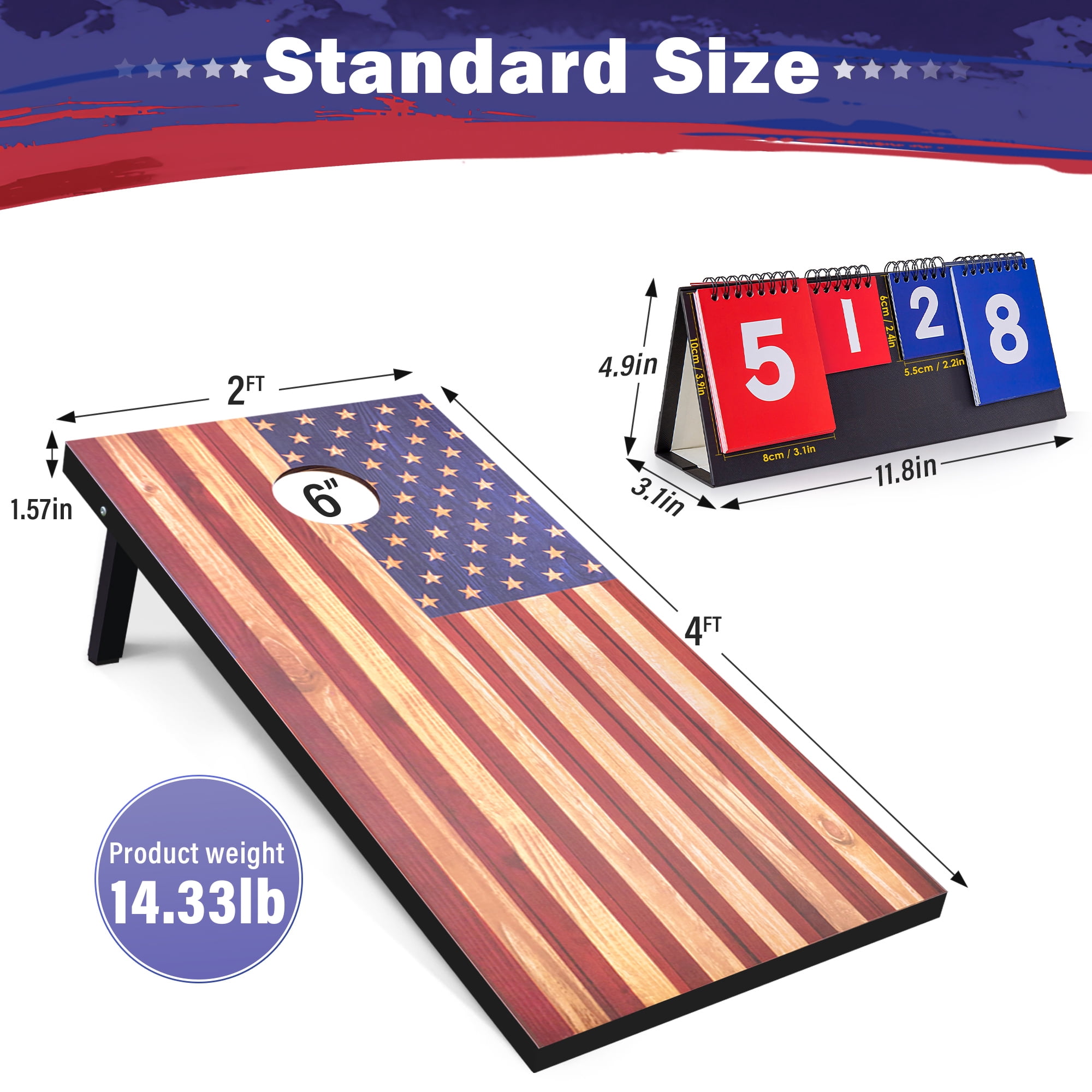 Cornhole  Set, Regulation 4x2 Ft Cornhole Boards with 8 Bean Bags and Carrying Case, Outdoor Toss Game Cornhole Boards Set