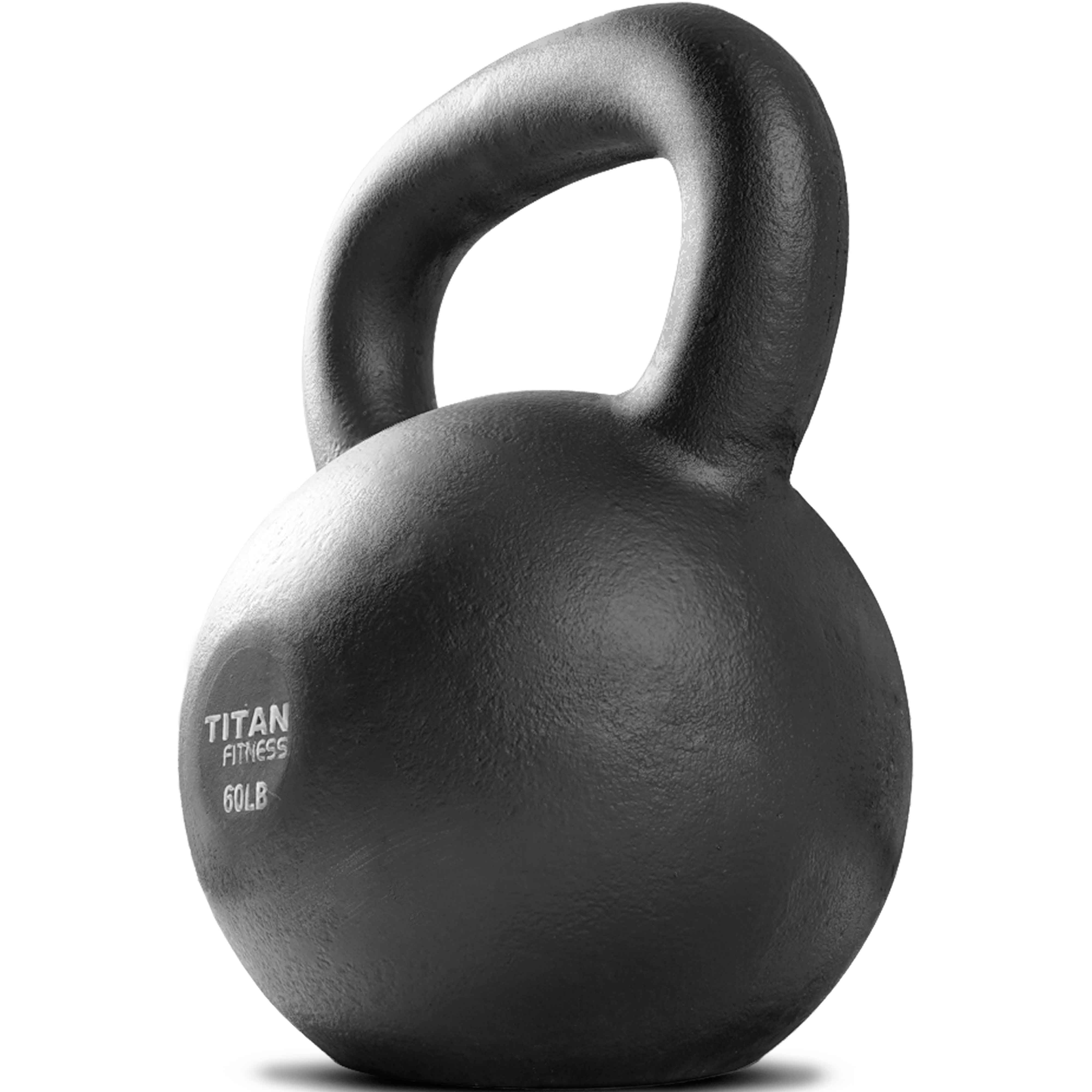Cast Iron Kettlebell Weight 60 lb Natural Solid Titan Fitness Workout Swing 