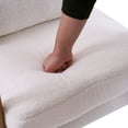 thumbnail image 1 of High Back Solid Wood Armrest Backrest Iron Frame Teddy Velvet Indoor Leisure Chair Off-White, 1 of 9