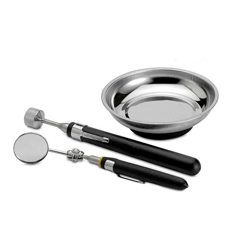 Graflsoa 3-Piece Stainless Steel Magnetic Tool Set with Inspection Mirror and Pick-Up Tool for Auto Repair
