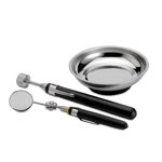 Graflsoa 3-Piece Stainless Steel Magnetic Tool Set with Inspection Mirror and Pick-Up Tool for Auto Repair