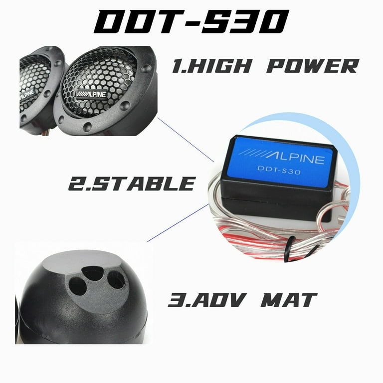 Alpine DDT-S30 25mm Soft Dome Car Tweeters - 360W, Pair With Crossovers