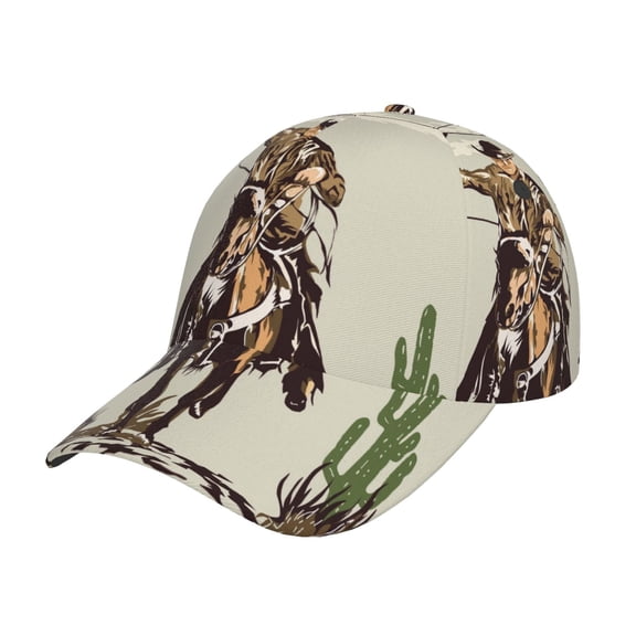 Honeii Vintage Cowboy Riding Horse Print Hat, Women's Baseball Hat Unisex Fit, Baseball Cap,Adjustable One Size