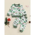 thumbnail image 2 of Toddler Baby Boys Girl Christmas Outfits Santa Embroidery Sweatshirt Tops Pants Set 2Pcs Fall Winter Sweatsuit Clothes, 2 of 8