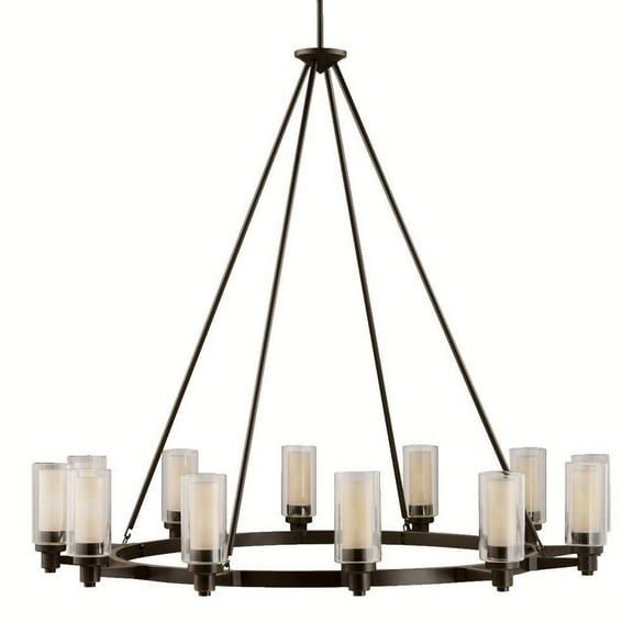 Mid Century Modern Twelve Light Chandelier-Olde Bronze Finish Bailey Street Home 147-Bel-551426