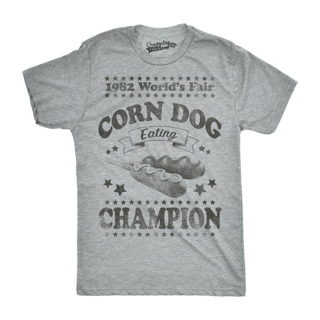 Mens Corn Dog Eating Champion Funny Hot Dog World Fair Vintage 1982 T