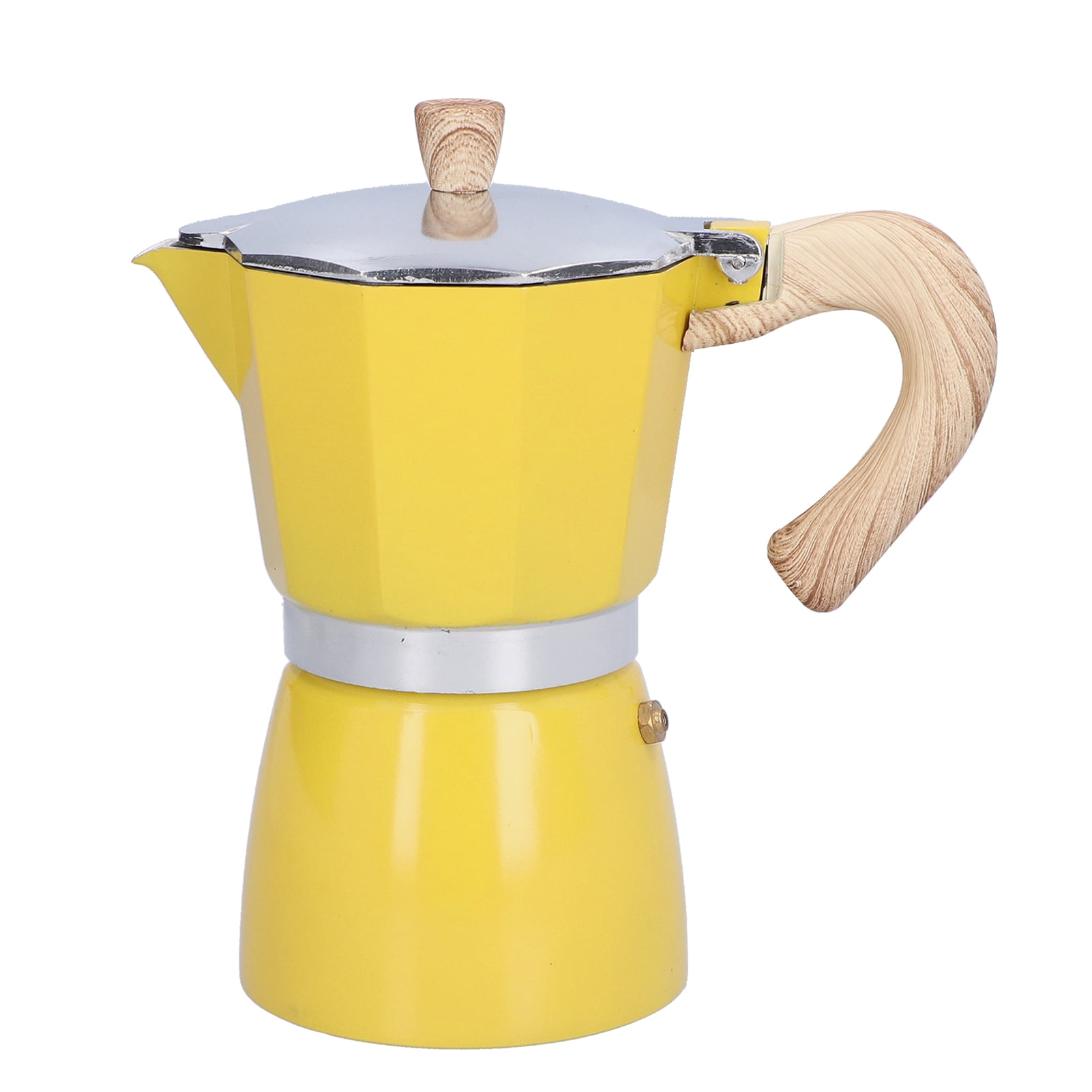 YAHHU 300ML 6-Cup Aluminum Stovetop Espresso Maker, Premium Classic Moka Pot Coffee Kettle for Gas and Camping Stoves, Authentic Italian Style Brewing, Yellow Color (10.14 oz / 300 ml)