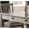thumbnail image 4 of JERFIT 6-Piece Dining Set with Storage Drawers, Upholstered Bench and Chairs, Antique Gray and Coffee Finish, Solid Wood Country Kitchen Table, 4 of 10