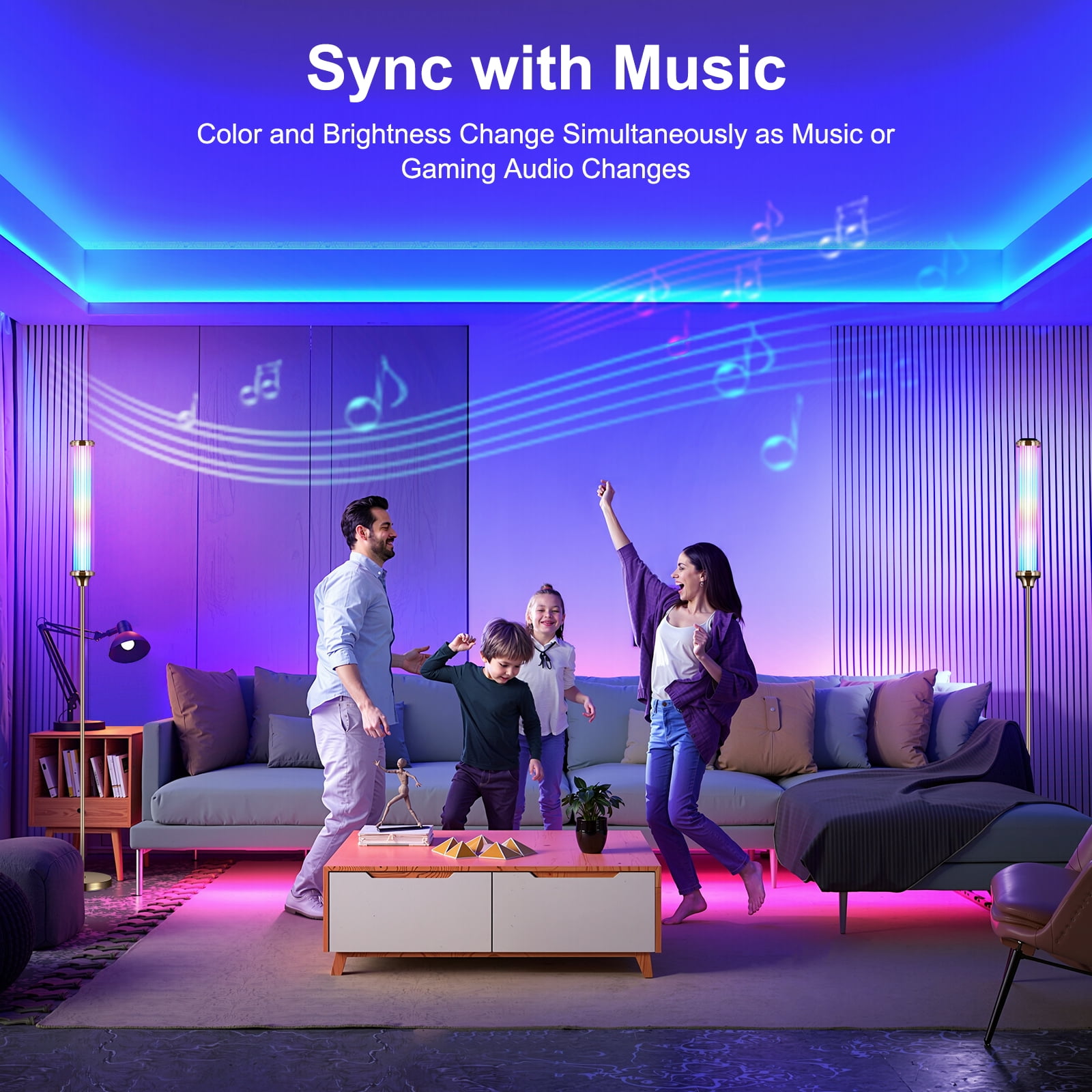 69" Floor Lamp, Smart RGBCW LED Corner Lamp with App & Remote Control, 16 Million Colors & 200+ Scene, Music Sync, Timer Setting, 1500 Lumen, Standing Lamp for Living Room, Bedroom, Gaming Room, Gold