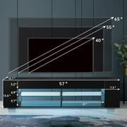 Hommpa LED TV Stand TV Cabinet for TVs up to 65 with Side Bookshelf and 4 Open Shelves Modern Television Media Console Entertainment Center