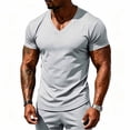thumbnail image 4 of VgaVtl V-Neck T Shirt Men Short Sleeve Summer Muscle Solid Color Slim Clothes for Men Shirts Workout Quick Drying, 4 of 9