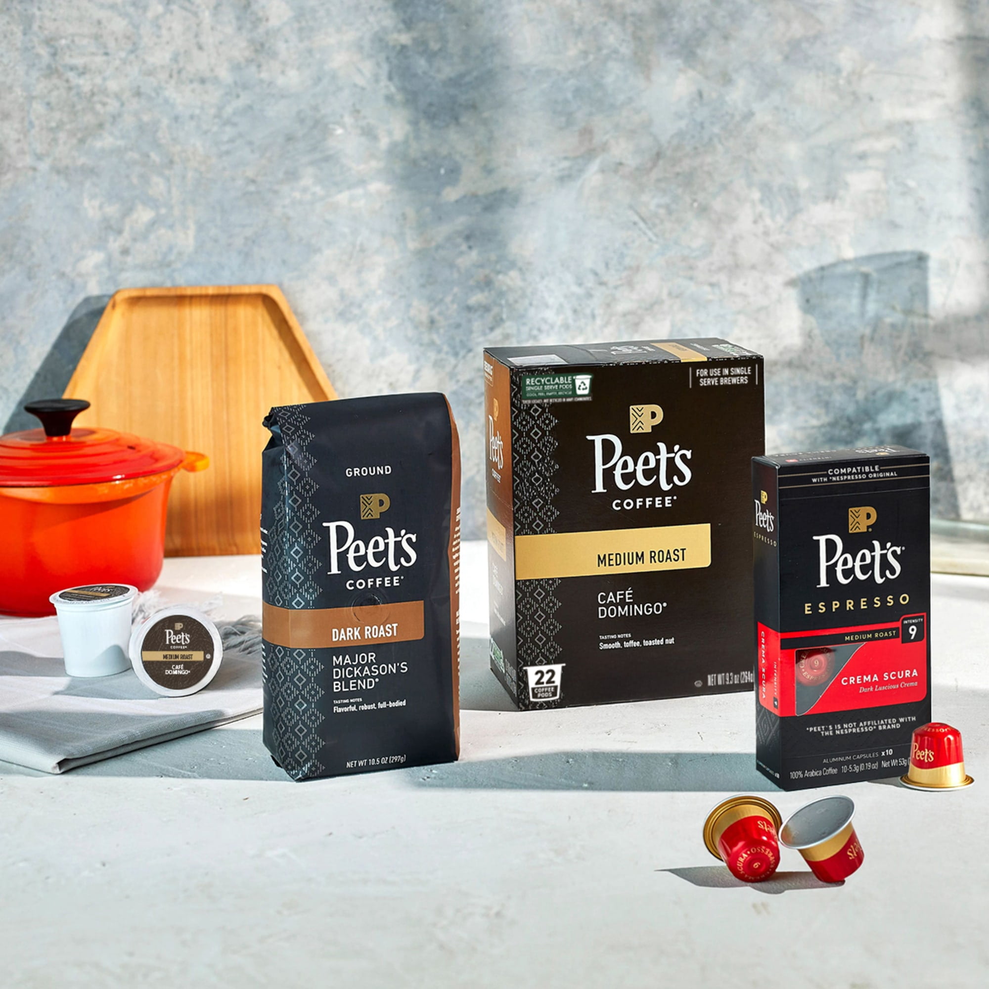 Peet's Coffee Pumpkin Spice Flavored Premium Light Roast Single Serve Coffee Pods, 22 Count