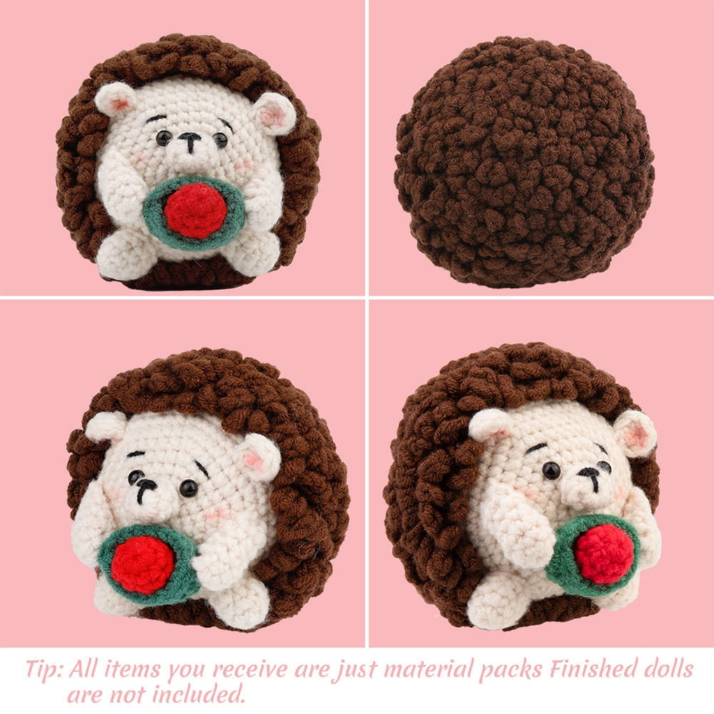 2 Sets Beginners Crochet Kits, Crochet Hedgehog with Yarn, Crochet Hooks, Instructions DIY Crochet Craft Starter Kits