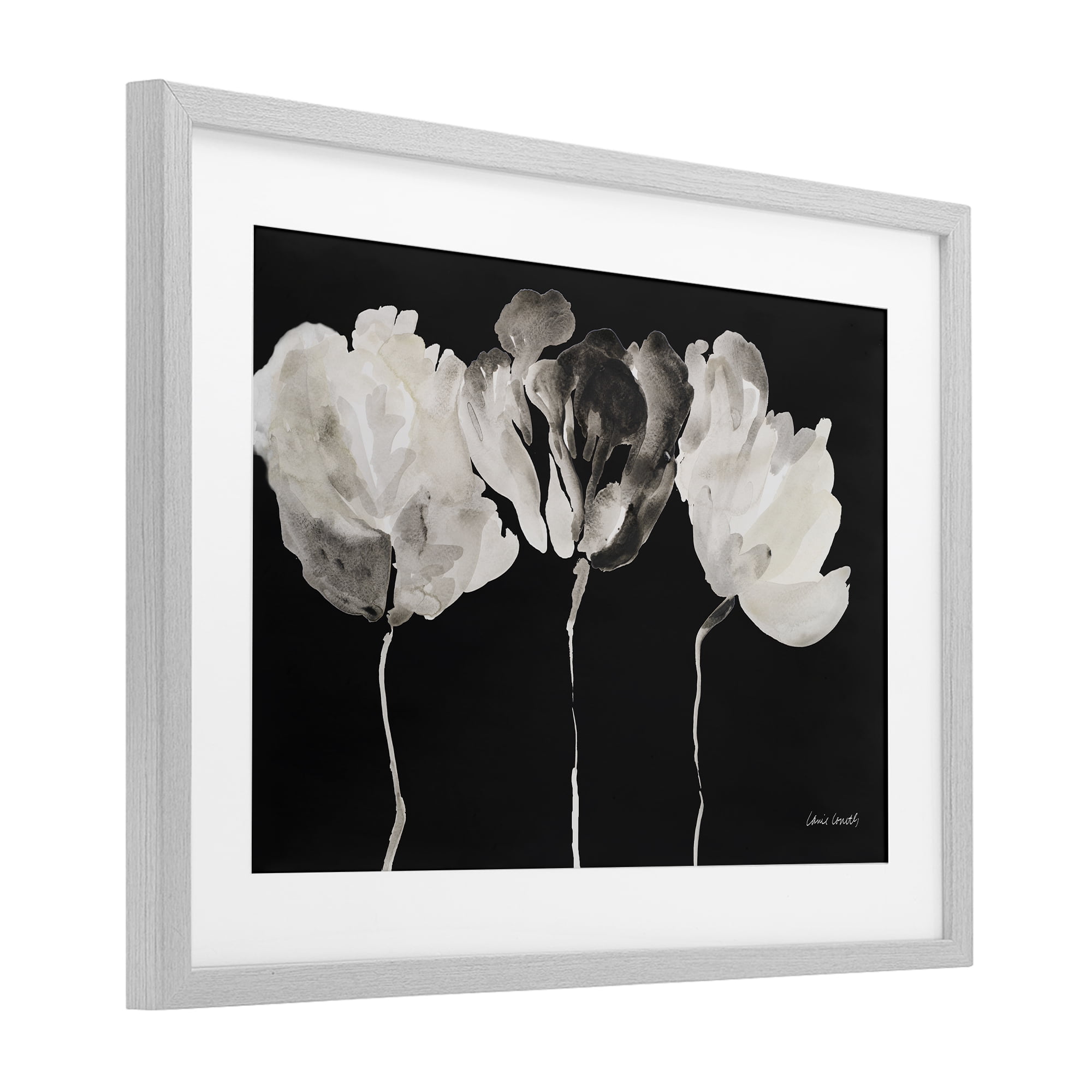 Stupell Industries Trio In Light On Black Gray Framed Print Under Glass, design by Lanie Loreth