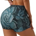 thumbnail image 2 of Kdxio Blue Color Cactus Print Workout Shorts for Women Seamless Soft Smooth Gym Yoga Scrunch Active Shorts, 2 of 5