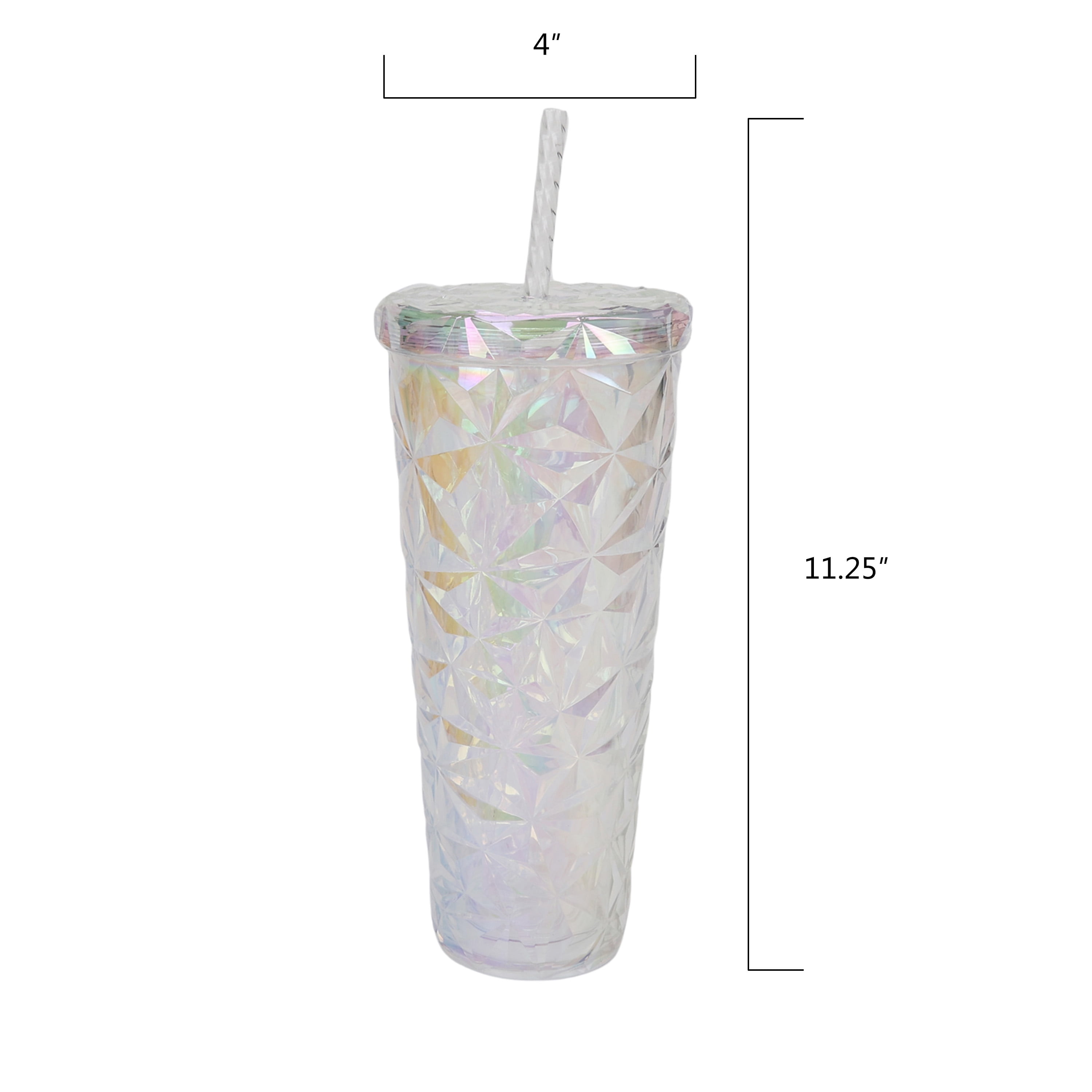 Holiday Time 26 ounce Acrylic Double Wall Prismatic Textured Tumbler, White
