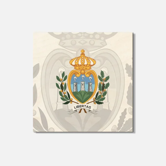 San Marino Coat Of Arms 4'' X 4'' Square Wooden Coaster
