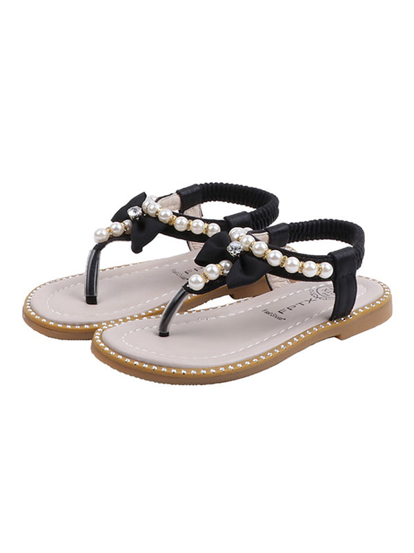 Kids Baby Girls Sandals Bowknot Pearl Roman Sandals Princess Shoes Sandals Bow Pearl Rhinestone Sandals Baby Girls Green 9