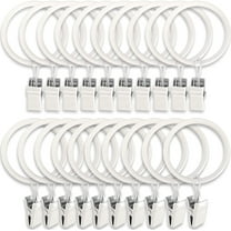 20 Pack Metal Curtain Rings with Clips, Curtain Clip Rings Hooks for Hanging Drapery Drapes Bows, Curtain Rod Rings 1.5 inch Interior Diameter, White