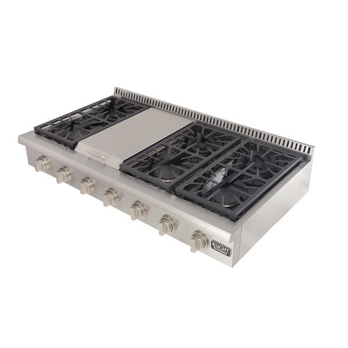 Kucht Professional 48'' Gas Cooktop with 6 Burners with Griddle