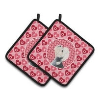 Carolines Treasures SS4503PTHD Dandie Dinmont Terrier Hearts Love Valentines Day Pair of Pot Holders, 7.5HX7.5W,