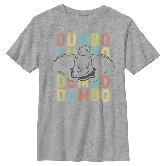 Boy's Dumbo Colorful Name Stack  Graphic Tee Athletic Heather Large