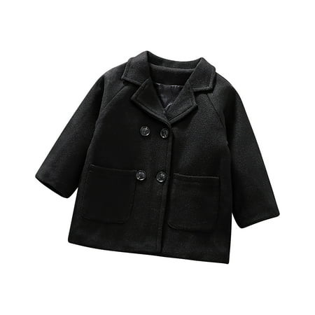 

Dadaria Toddler Jacket Toddler Baby Kids Boys Girls Thick Warm Solid Coat Clothes Child s Winter Woolen Coat Black 1-2 Years Toddler