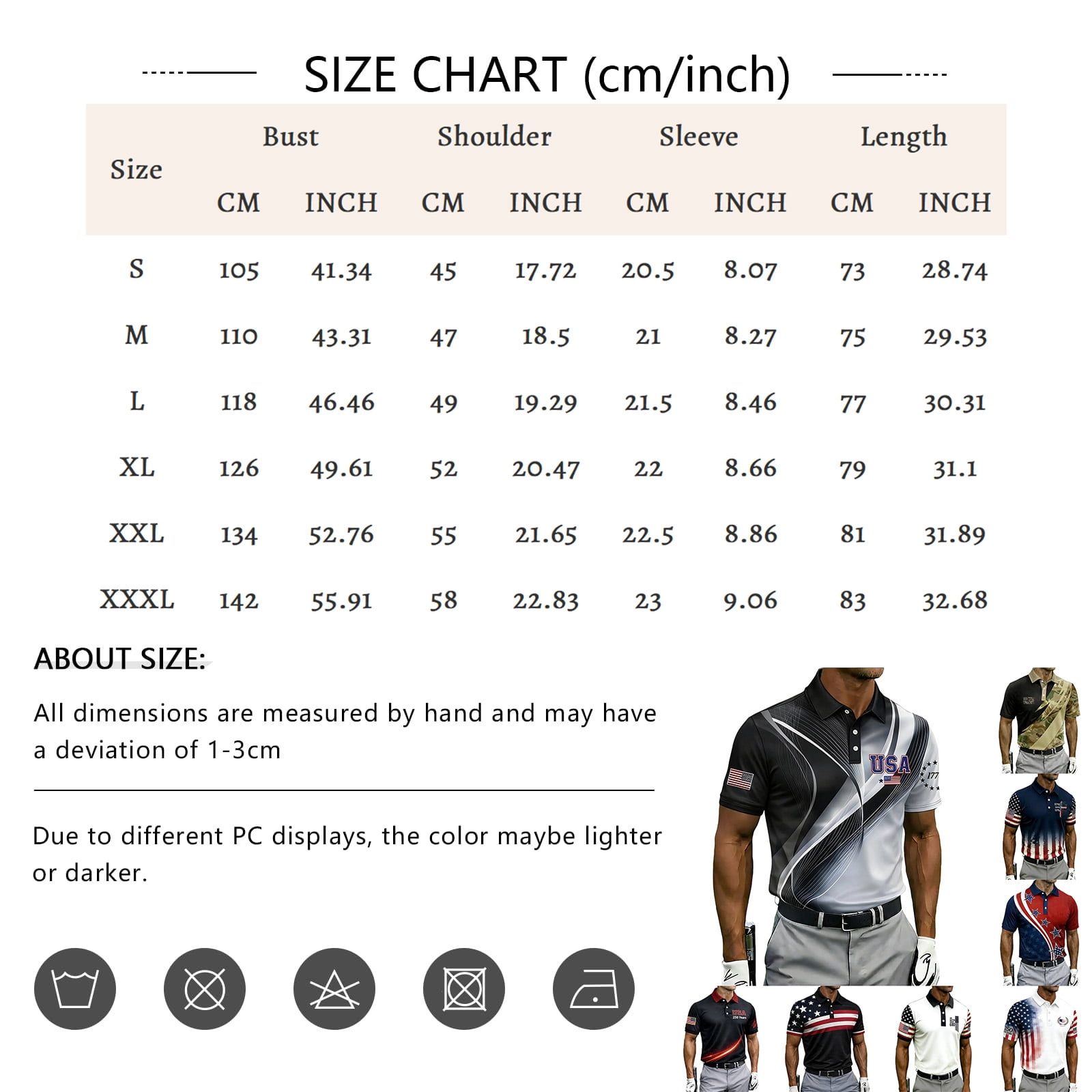 TQWQT Men's American Flag Golf Polo Shirt Short Sleeve Patriotic Performance Polo Quick Dry 4th of July Golf Shirt Independence Day USA Flag Casual Tops Blue XL